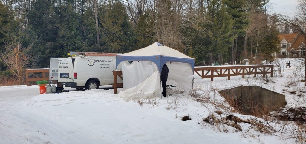 Control Panel work under tent protection