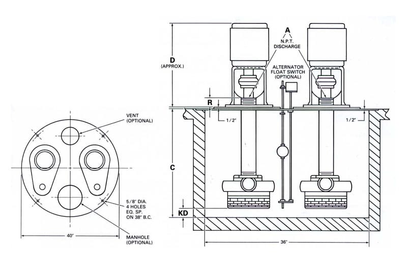 5210-Kerr-Industrial-Sump-Pump-TypeA-Duplex-Drawing